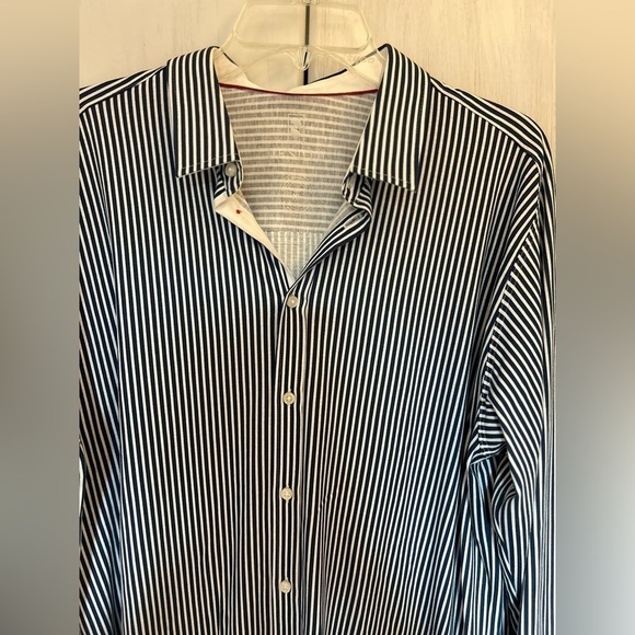 Men’s Desoto Button Down Shirt Size XL Blue/white Pinstripes 100% Cotton EUC - Picture 11 of 11